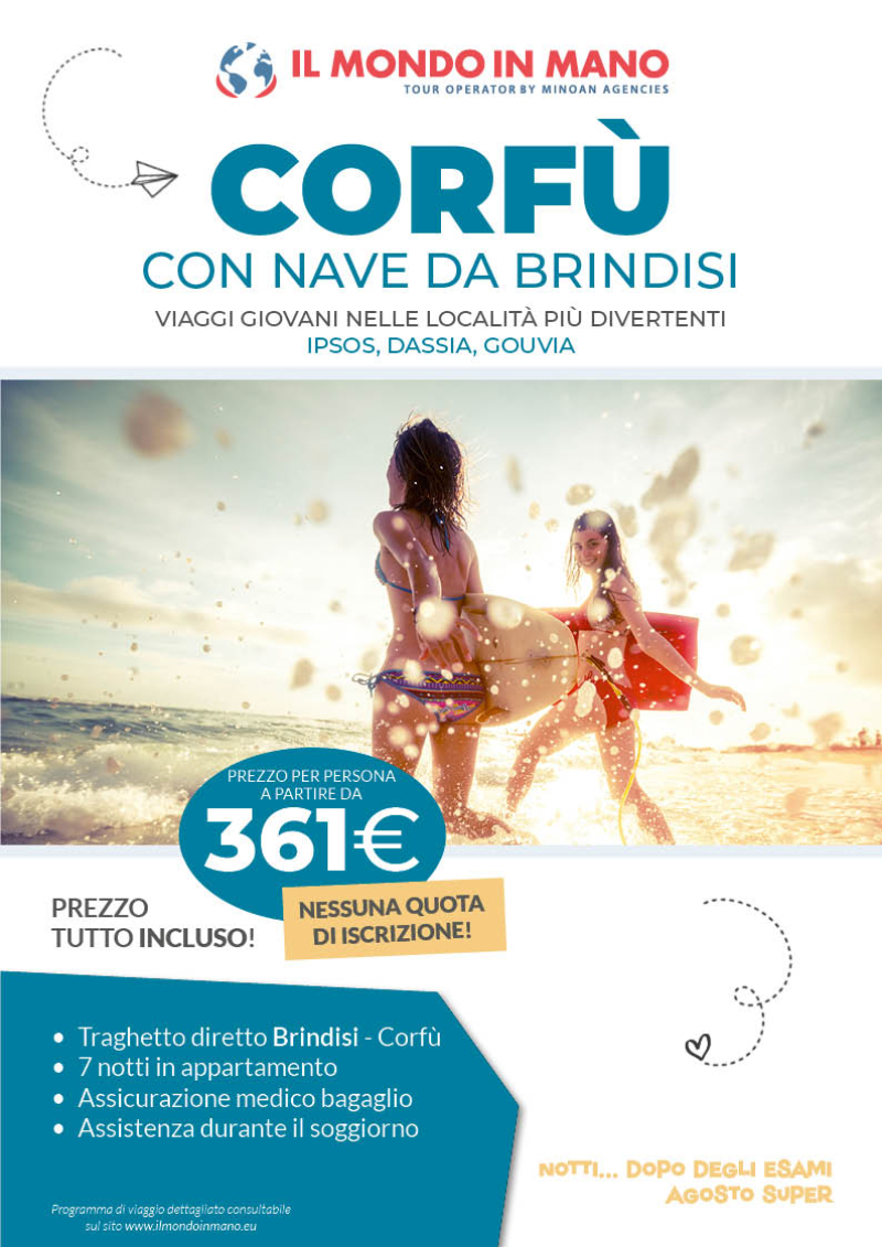 Viaggi evento di maturita a Corfù 2023 da Brindisi