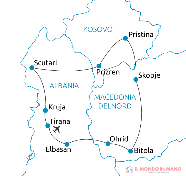 Mappa itinerario tour Balcani segreti