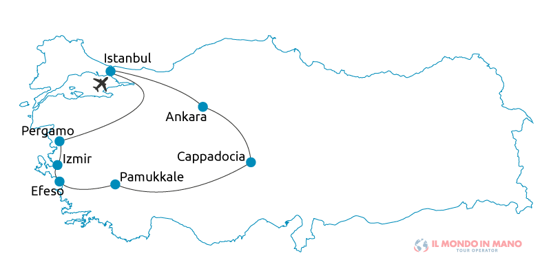 Mappa itinerario tour Turchia Esclusiva